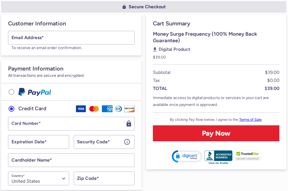 Money Surge Frequency Checkout